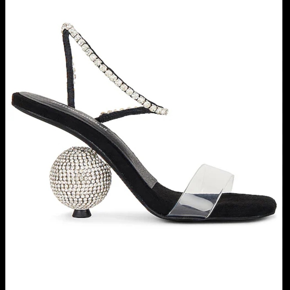 Jeffrey Campbell The Hustle Sandal In Black Suede Silver. Glamour Revolve Size 8